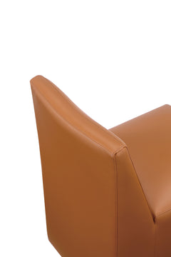 Anna Square Faux Leather Dining Chair in Saddle (set of 2) - Ornate Home