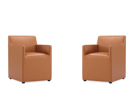 Anna Square Faux Leather Dining Chair in Saddle (set of 2) - Ornate Home