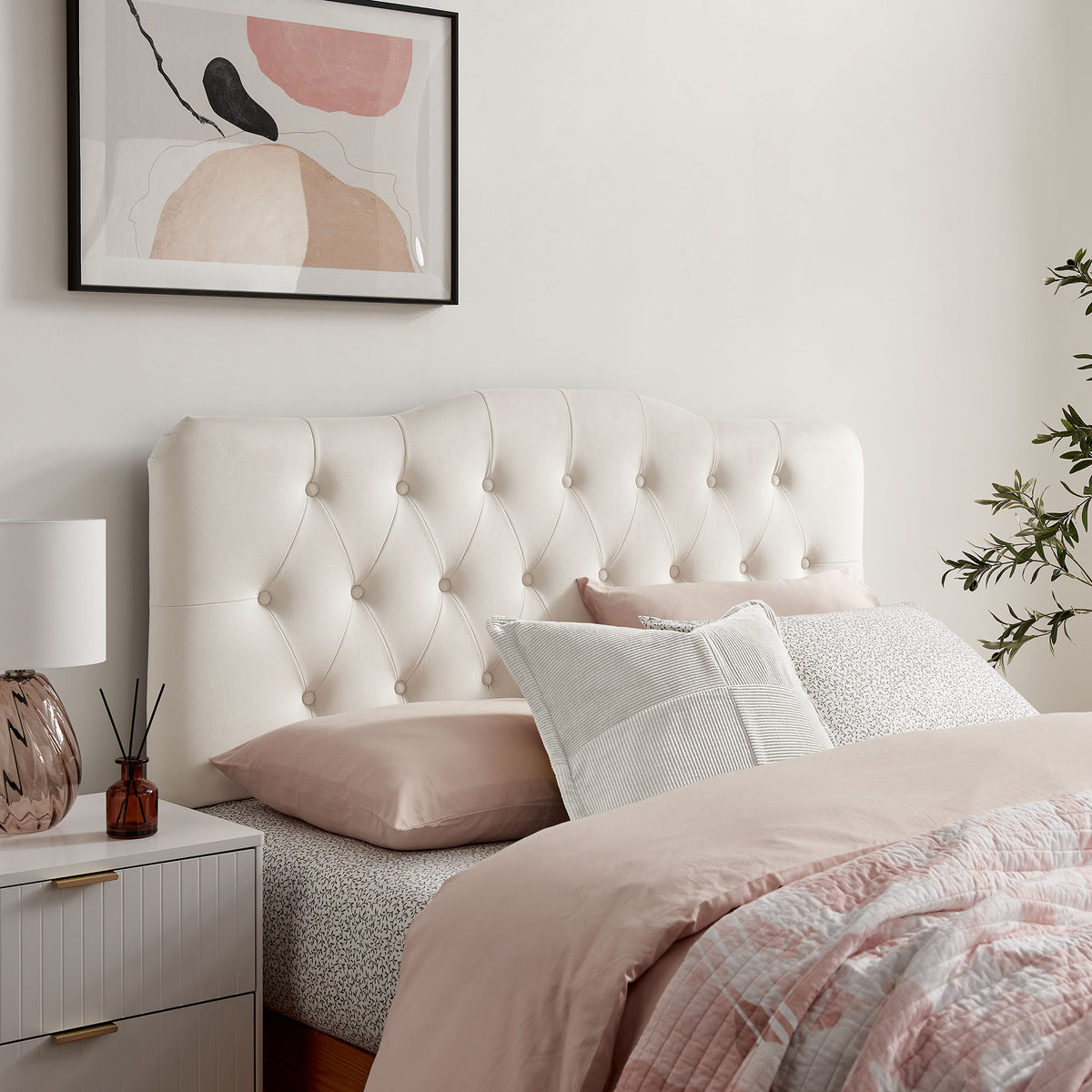 Annabel Alabaster Stain-Resistant Performance Velvet Full Headboard - Ornate Home