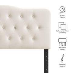 Annabel Alabaster Stain-Resistant Performance Velvet Full Headboard - Ornate Home