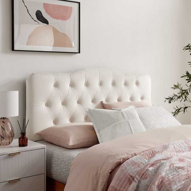 Annabel Alabaster Stain-Resistant Performance Velvet Queen Headboard - Ornate Home