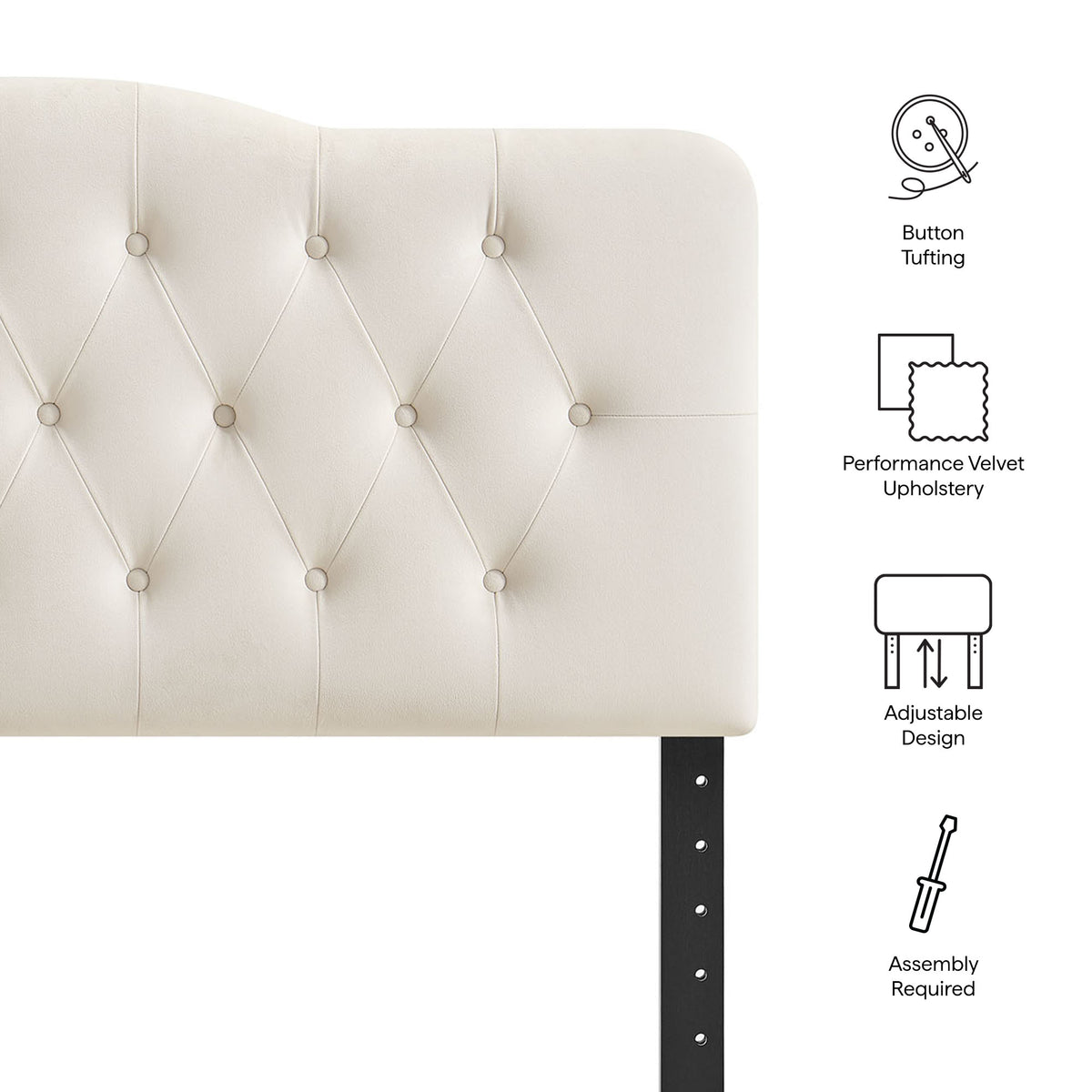 Annabel Alabaster Stain-Resistant Performance Velvet Queen Headboard - Ornate Home