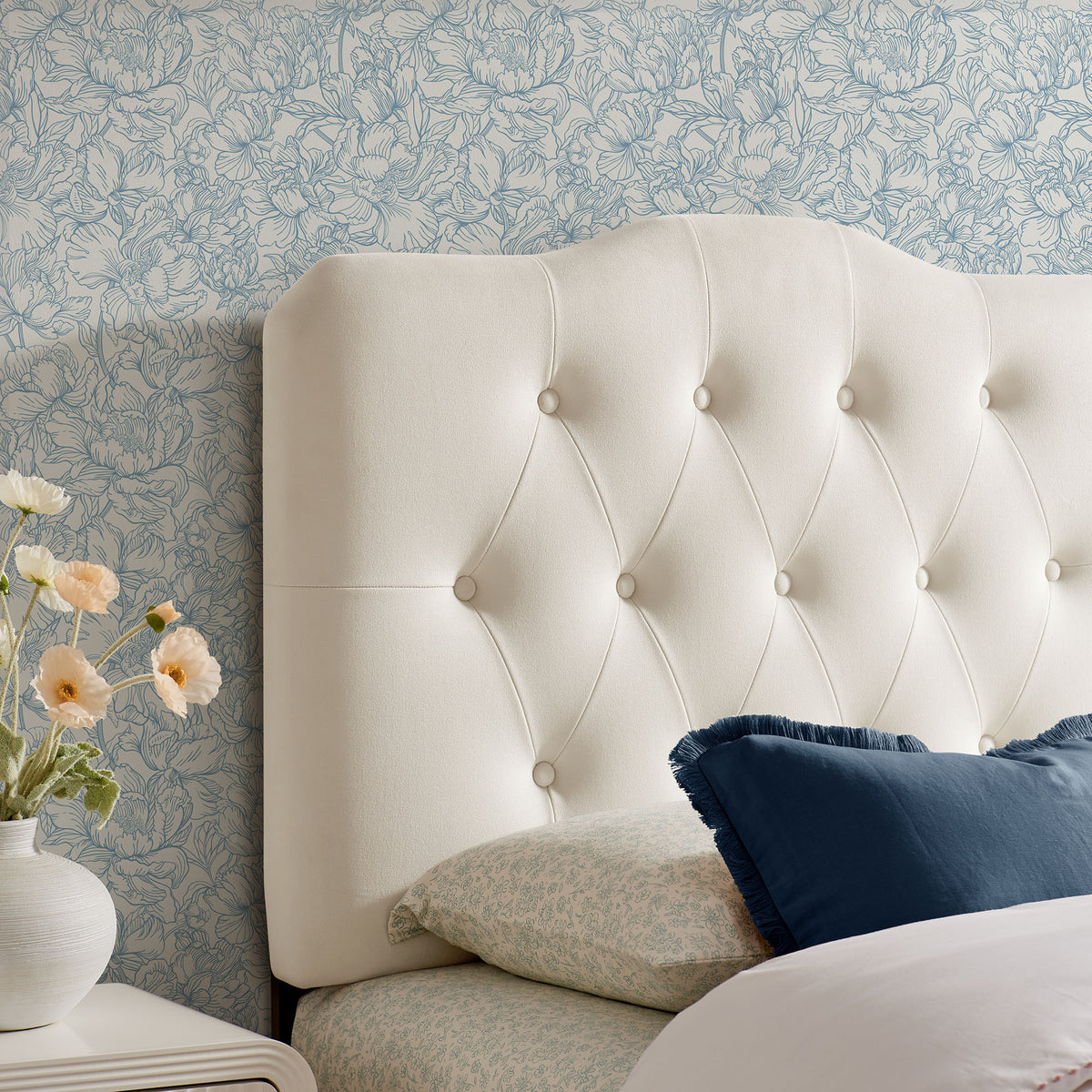 Annabel Alabaster Stain-Resistant Performance Velvet Twin Headboard - Ornate Home