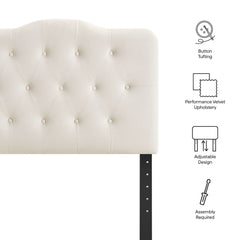 Annabel Alabaster Stain-Resistant Performance Velvet Twin Headboard - Ornate Home