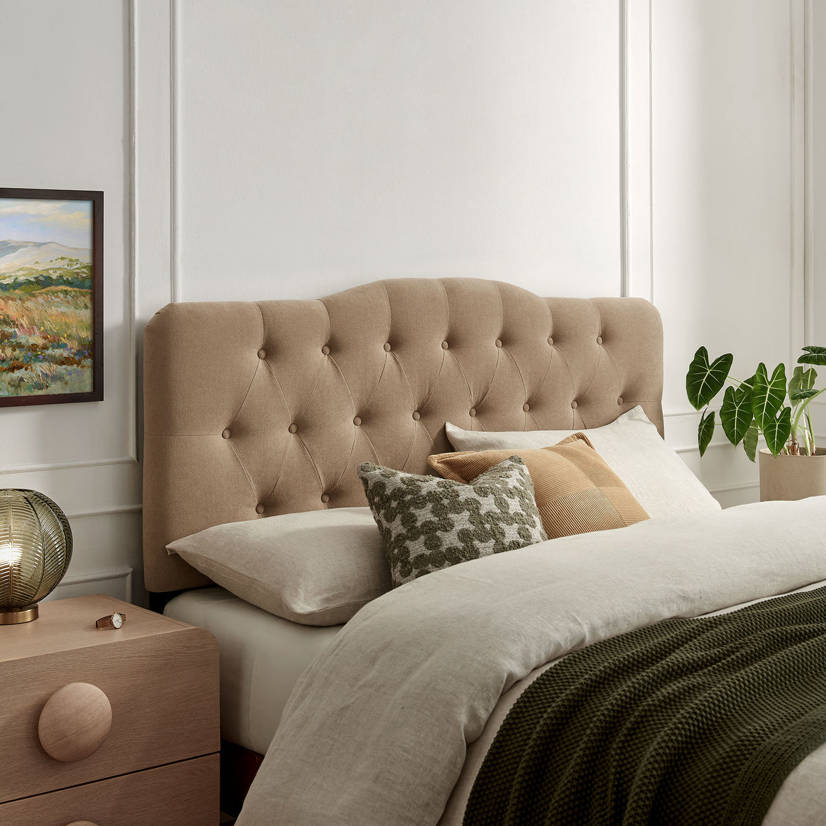 Annabel Almond Premium Linen Blend King Headboard - Ornate Home