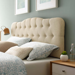 Annabel Beige Upholstered Fabric Queen Headboard - Ornate Home