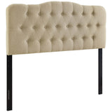 Annabel Beige Upholstered Fabric Queen Headboard - Ornate Home