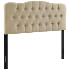 Annabel Beige Upholstered Fabric Queen Headboard - Ornate Home