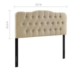 Annabel Beige Upholstered Fabric Queen Headboard - Ornate Home