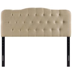 Annabel Beige Upholstered Fabric Queen Headboard - Ornate Home