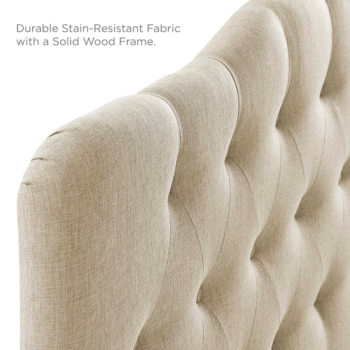 Annabel Beige Upholstered Fabric Queen Headboard - Ornate Home