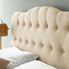 Annabel Beige Upholstered Fabric Queen Headboard - Ornate Home