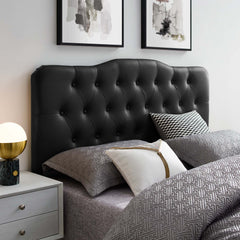 Annabel Black Upholstered Vinyl Queen Headboard - Ornate Home