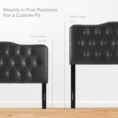 Annabel Black Upholstered Vinyl Queen Headboard - Ornate Home