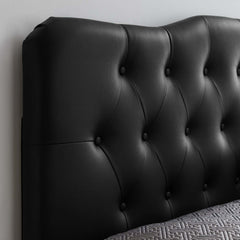 Annabel Black Upholstered Vinyl Queen Headboard - Ornate Home