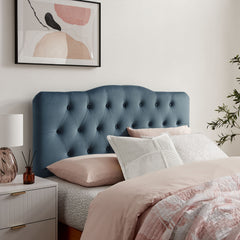 Annabel Cadet Blue Stain-Resistant Performance Velvet Queen Headboard - Ornate Home