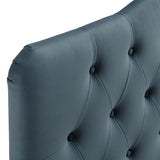 Annabel Cadet Blue Stain-Resistant Performance Velvet Queen Headboard - Ornate Home