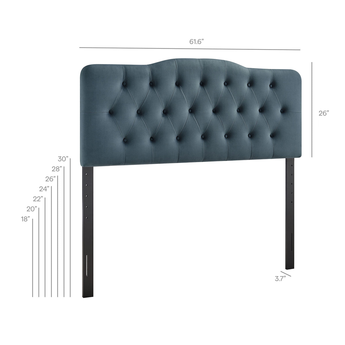 Annabel Cadet Blue Stain-Resistant Performance Velvet Queen Headboard - Ornate Home