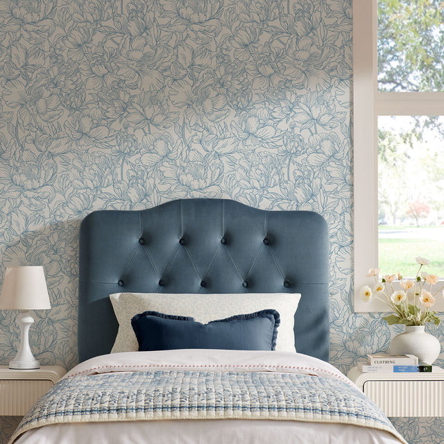 Annabel Cadet Blue Stain-Resistant Performance Velvet Twin Headboard - Ornate Home