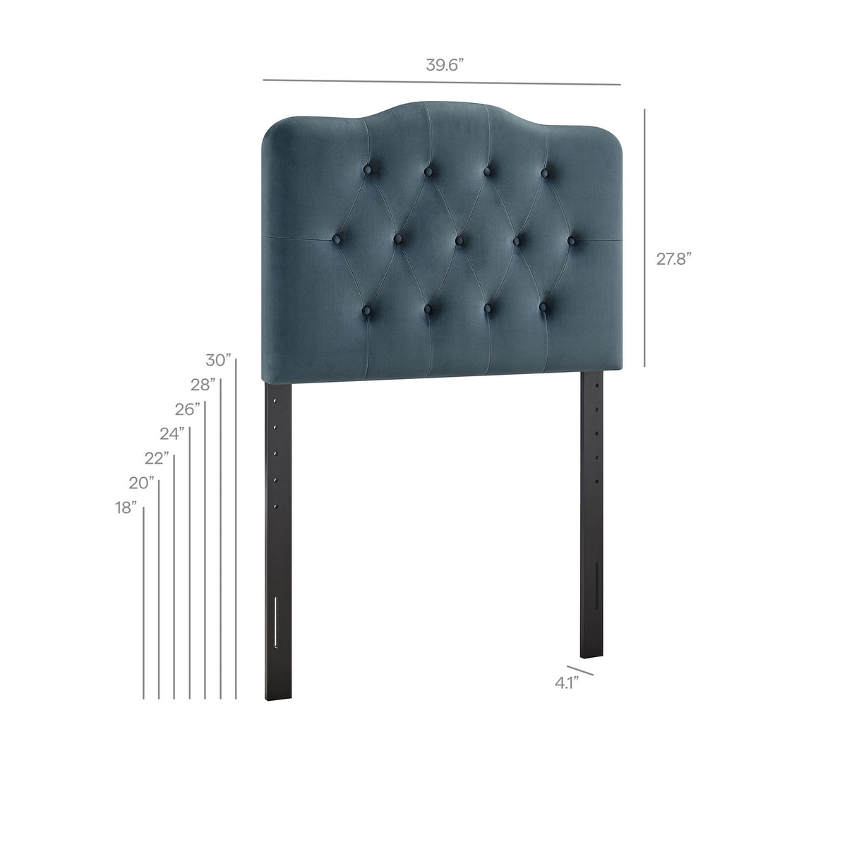 Annabel Cadet Blue Stain-Resistant Performance Velvet Twin Headboard - Ornate Home