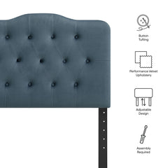Annabel Cadet Blue Stain-Resistant Performance Velvet Twin Headboard - Ornate Home