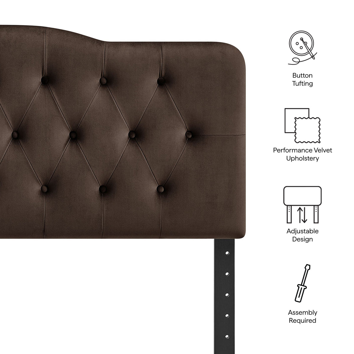 Annabel Chocolate Brown Stain-Resistant Performance Velvet King Headboard - Ornate Home