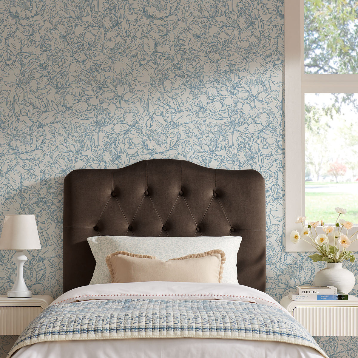 Annabel Chocolate Brown Stain-Resistant Performance Velvet Twin Headboard - Ornate Home