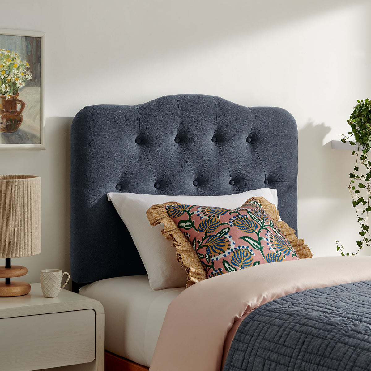 Annabel Denim Premium Linen Blend Twin Headboard - Ornate Home