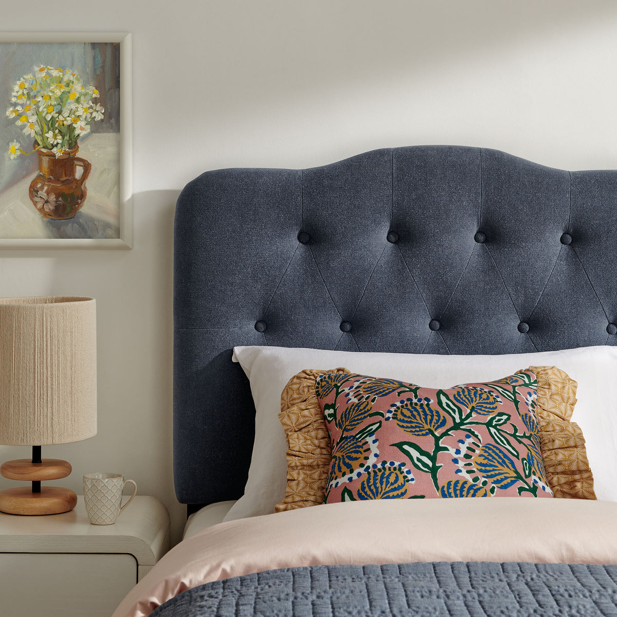 Annabel Denim Premium Linen Blend Twin Headboard - Ornate Home