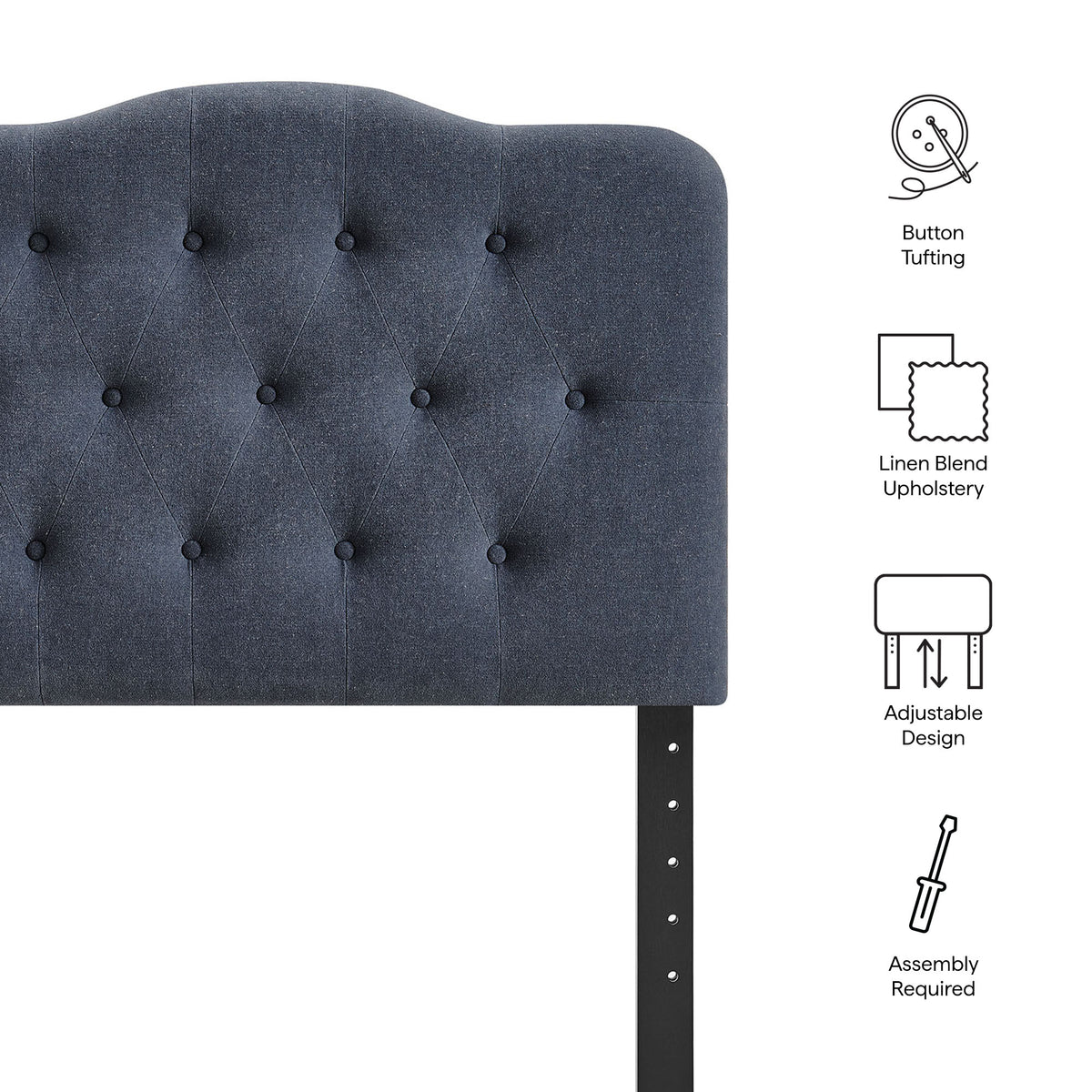 Annabel Denim Premium Linen Blend Twin Headboard - Ornate Home