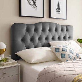 Annabel Gray Diamond Tufted Performance Velvet King Headboard - Ornate Home