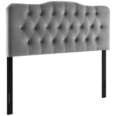 Annabel Gray Diamond Tufted Performance Velvet King Headboard - Ornate Home