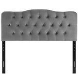 Annabel Gray Diamond Tufted Performance Velvet King Headboard - Ornate Home