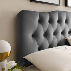 Annabel Gray Diamond Tufted Performance Velvet King Headboard - Ornate Home