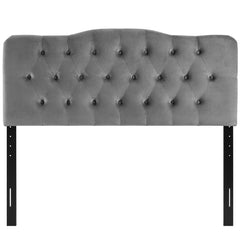 Annabel Gray Diamond Tufted Performance Velvet Queen Headboard - Ornate Home