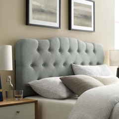 Annabel Gray Upholstered Fabric Queen Headboard - Ornate Home