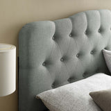 Annabel Gray Upholstered Fabric Queen Headboard - Ornate Home