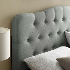 Annabel Gray Upholstered Fabric Queen Headboard - Ornate Home