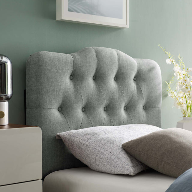 Annabel Gray Upholstered Fabric Twin Headboard - Ornate Home