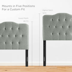 Annabel Gray Upholstered Fabric Twin Headboard - Ornate Home