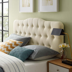Annabel Ivory Upholstered Fabric King Headboard - Ornate Home