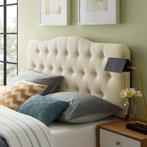 Annabel Ivory Upholstered Fabric Queen Headboard - Ornate Home