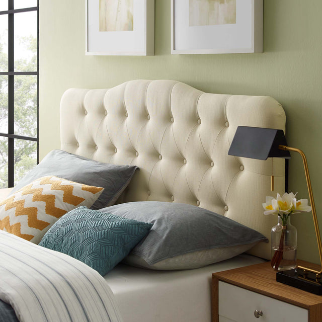 Annabel Ivory Upholstered Fabric Queen Headboard - Ornate Home