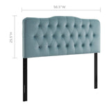 Annabel Light Blue Diamond Tufted Performance Velvet Full Headboard - Ornate Home