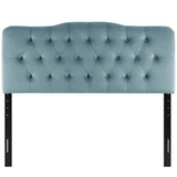 Annabel Light Blue Diamond Tufted Performance Velvet Full Headboard - Ornate Home