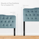 Annabel Light Blue Diamond Tufted Performance Velvet Full Headboard - Ornate Home