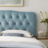 Annabel Light Blue Diamond Tufted Performance Velvet Full Headboard - Ornate Home