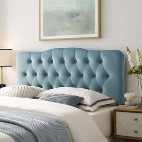 Annabel Light Blue Diamond Tufted Performance Velvet King Headboard - Ornate Home