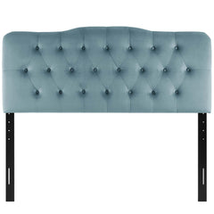 Annabel Light Blue Diamond Tufted Performance Velvet Queen Headboard - Ornate Home