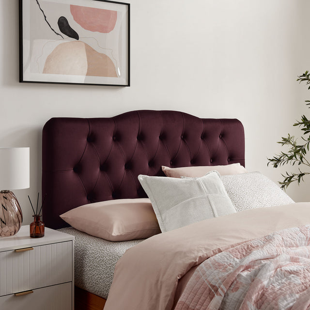 Annabel Mulberry Stain-Resistant Performance Velvet Full Headboard - Ornate Home